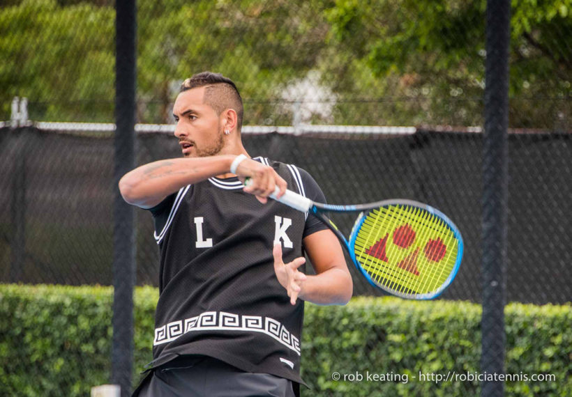Rob Keating’s Image of Nick Kyrgios Swinging his Tennis Racquet.