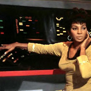 Pictured here: Nichelle Nichols as Lt. Uhura, the communications officer on the bridge of Star Trek's starship USS Enterprise
