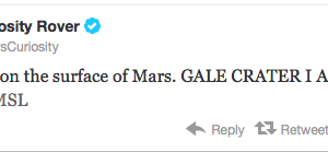 Tweet from NASA's Curiosity Rover when it landed on Mars