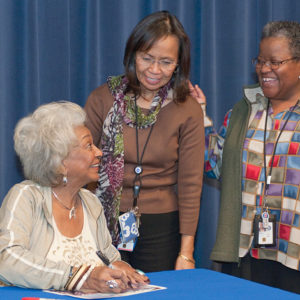 Nichelle Nichols, Star Trek's Lt. Uhura, signing autographs at NASA Dryden