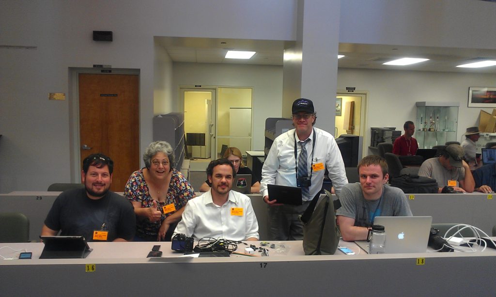 NASA Social media team in Press Room on launch night
