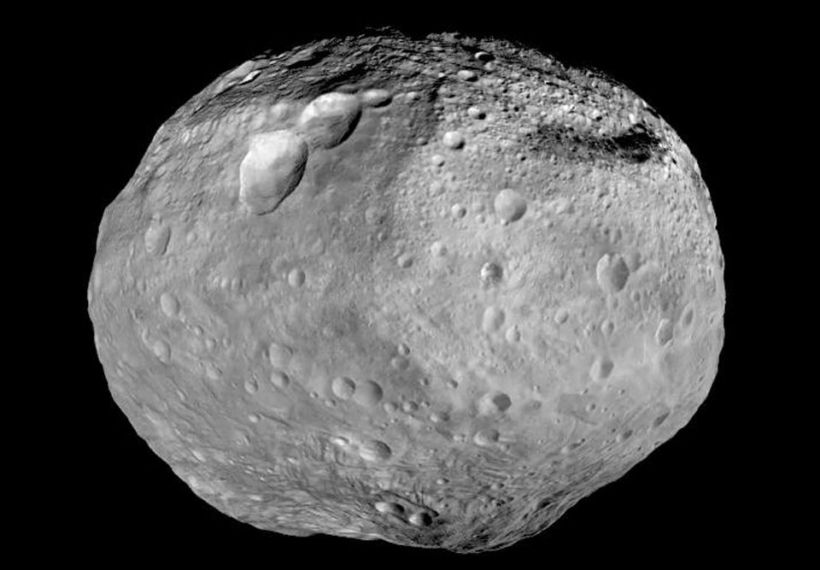 A composite image of the asteroid, Vesta, taken by the Dawn spacecraft