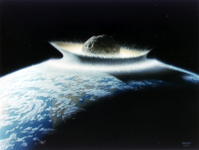 Artist's depiction of asteroid hitting Earth