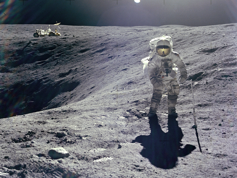 Apollo 16's Charles M. Duke Jr. on the surface of the Moon.