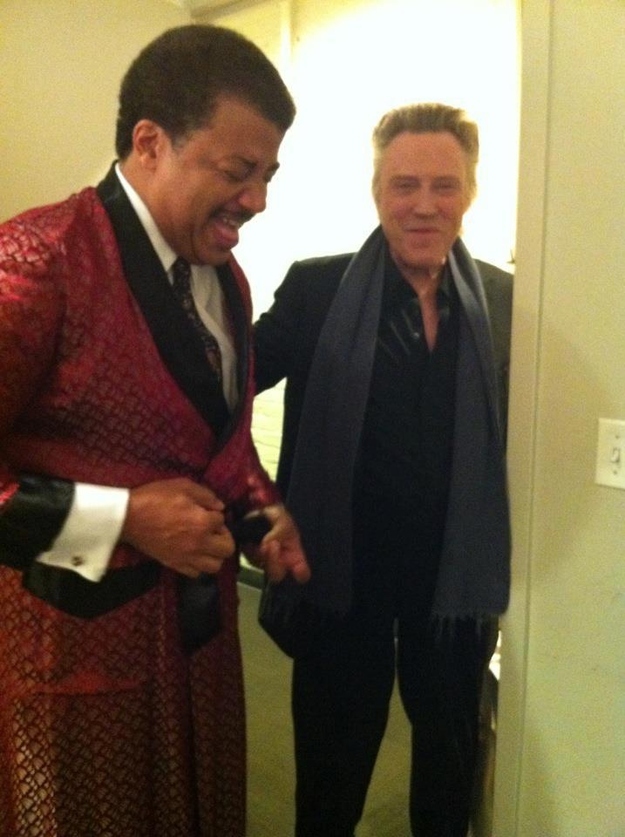 Neil deGrasse Tyson and Christopher Walken photographed backstage before The Daily Show, 1-24-13.