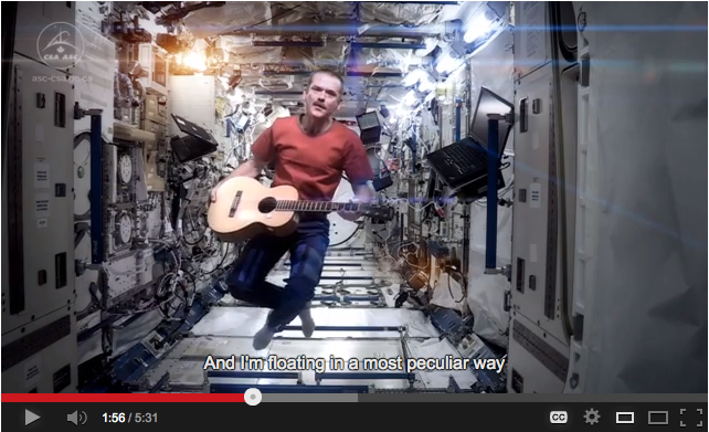 Commander Chris Hadfield singing David Bowie's "Space Oddity" aboard the International Space Station