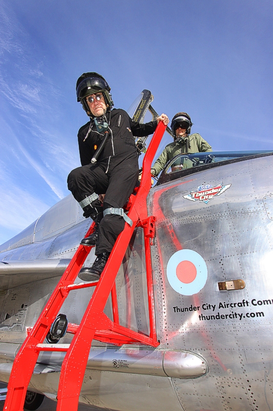 Photo of Jim Clash and pilot Dave Stock and English Electric Lightning 