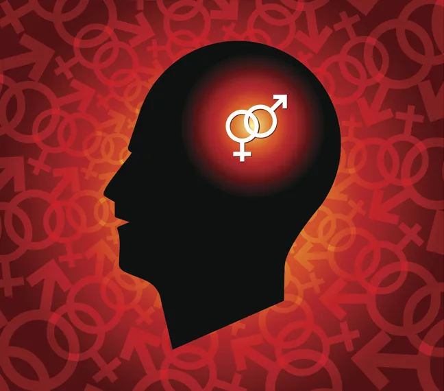 Interlocked Gender Sign in Human Head. Illustration Credit: mahesh14/iStock.