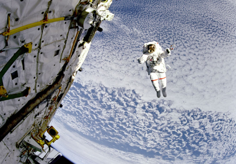 Human endurance in space, captured in this photo of an astronaut on a space walk