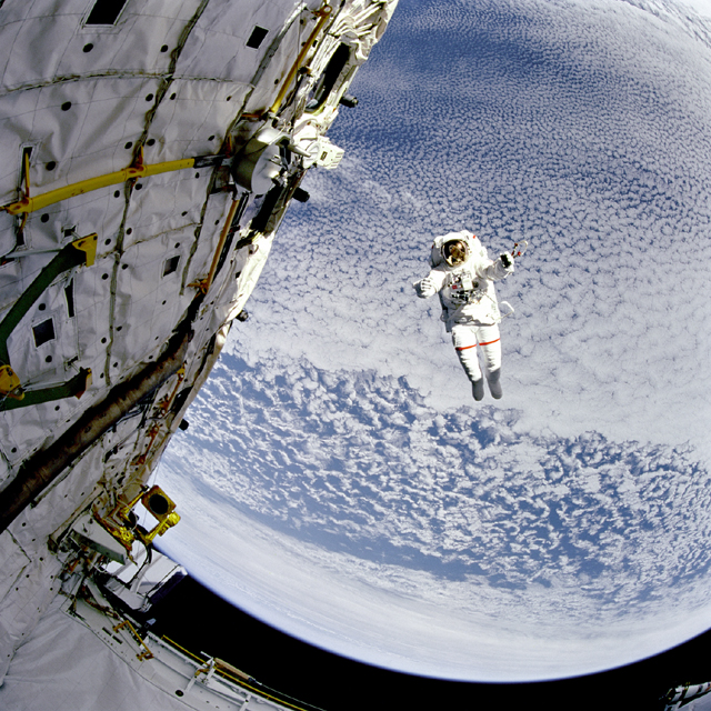 Human endurance in space, captured in this photo of an astronaut on a space walk
