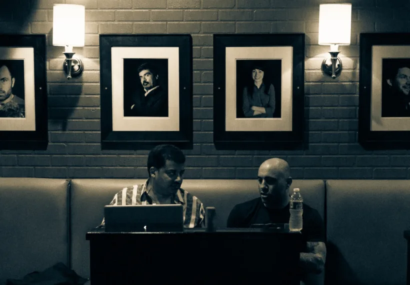 Photo of Neil deGrasse Tyson interviewing Joe Rogan taken by Jamie Vernon © 2013