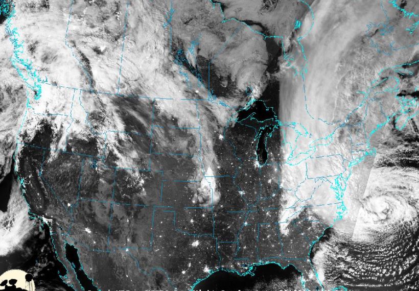 Satellite image of Superstorm Sandy Making Landfall, NASA