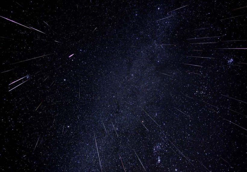 Composite image of the Geminids from 2004 by Fred Bruenjes, courtesy of Sky & Telescope.