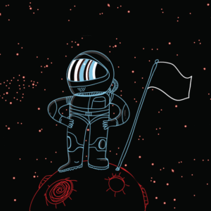 Image of astronaut claiming asteroid for StarTalk survey, Who Owns Space? Image Credit: JuanDarien/iStock.