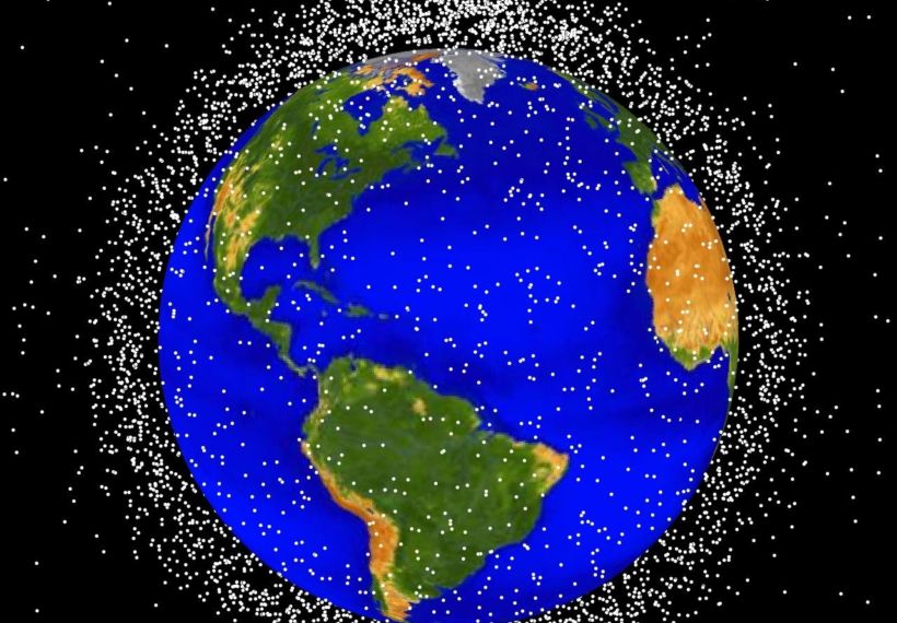 NASA image showing orbital debris in Low Earth Orbit.