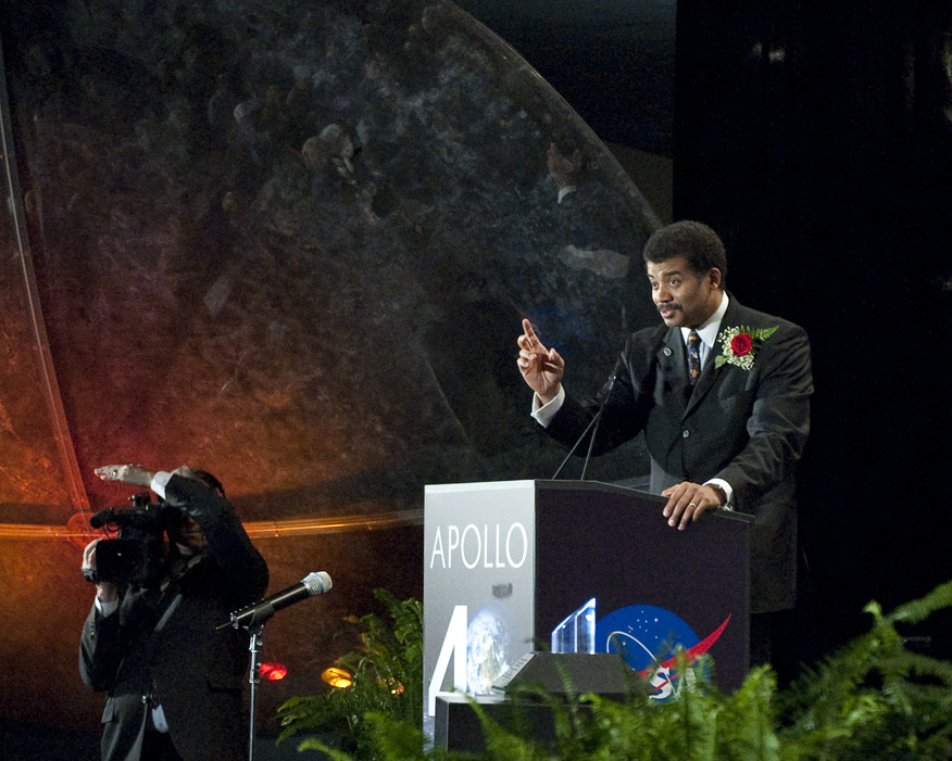 Photo of Neil deGrasse Tyson hosting Apollo 11 40th Anniversary Gala, courtesy of NASA
