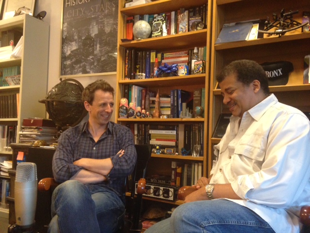 Photo of Seth Meyers and Neil deGrasse Tyson, taken by Leslie Mullen