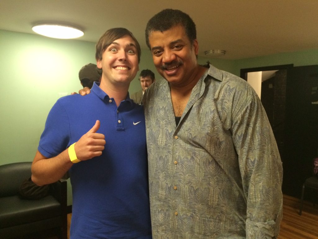 Photo of Iwan Pieterse and Neil deGrasse Tyson backstage at StarTalk Live! on 10-3-14.