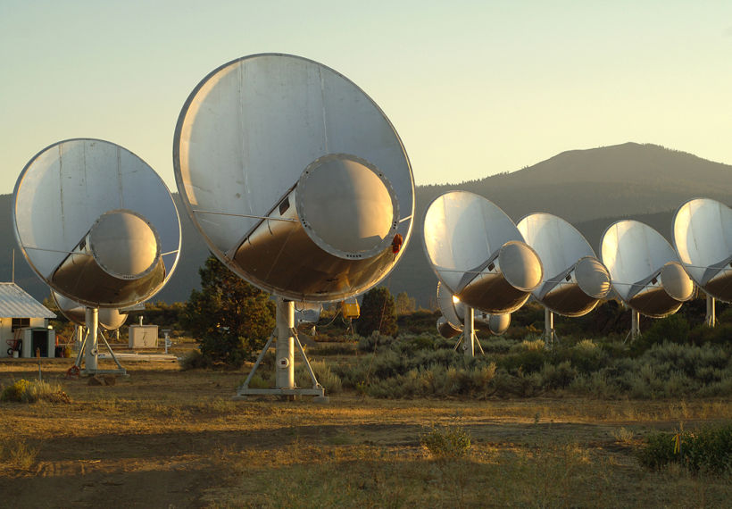 Photo of the ATA Telescope Array at Hat Creek, California, taken by Seth Shostak, Sr. Astronomer of the SETI Institute