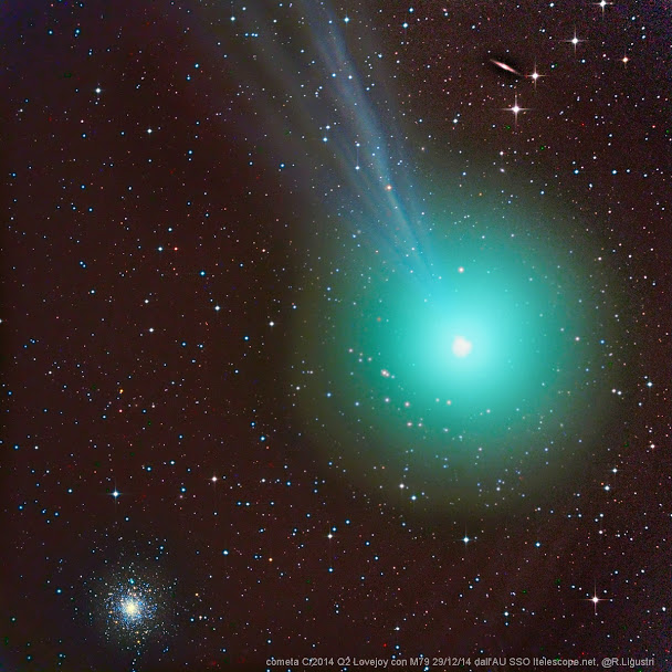 Image of Comet C/2014 Q2 Lovejoy Near Globular Cluster M79, Taken by Rolando Ligustri
