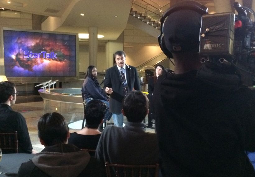 Photo of Neil deGrasse Tyson at the recording of the StarTalk TV show.