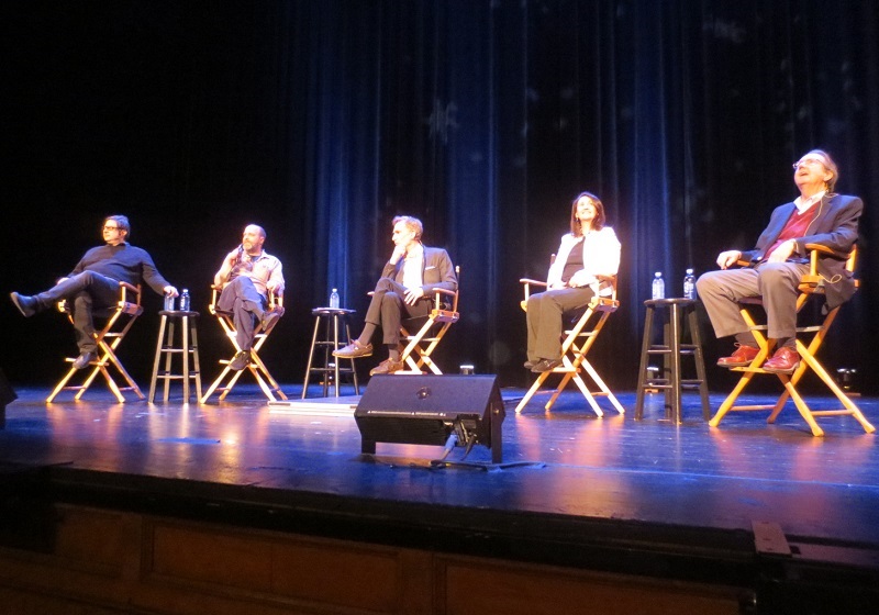 Photo of the StarTalk Live! panel, left to right -Eugene Mirman, H. Jon Benjamin, Bill Nye, Yvonne Pendleton, G. Scott Hubbard, taken by Heather R. Archuletta.