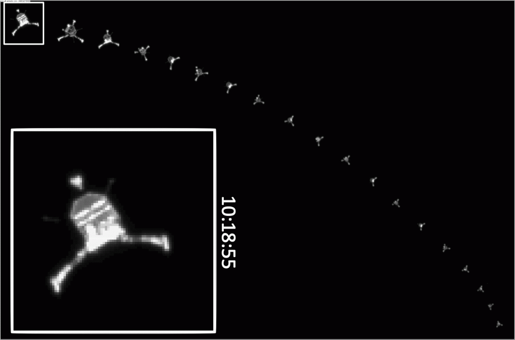 GIF showing the descent path of Rosetta's Philae lander to Comet 67P.