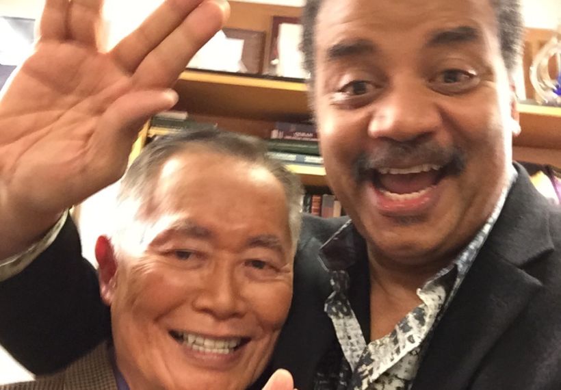Selfie of George Takei and Neil deGrasse Tyson, taken by Neil in his office at the Hayden Planetarium.