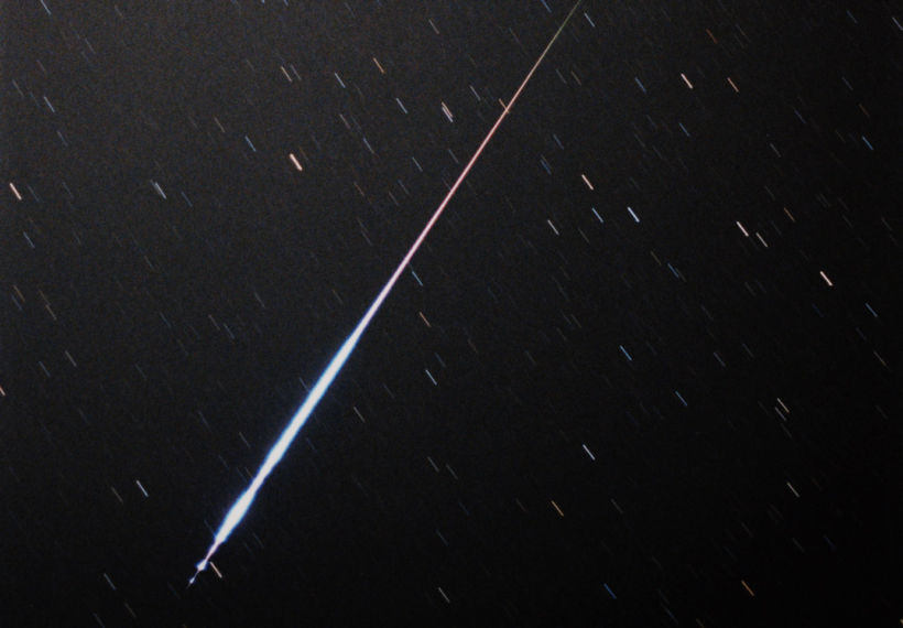 Photo of a Perseid meteor, Courtesy of Sky and Telescope