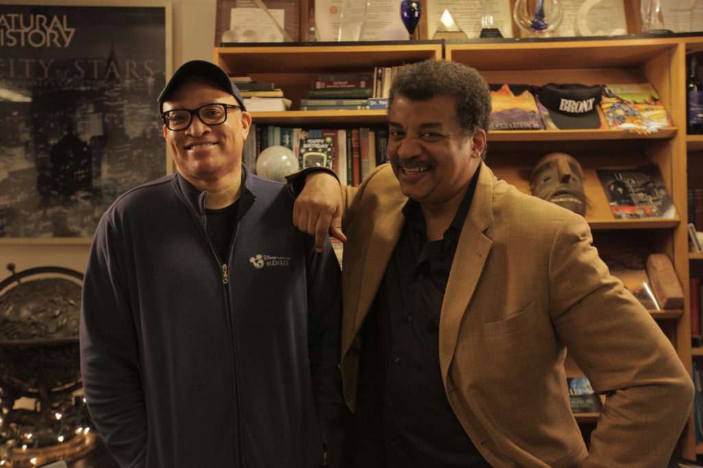 Photo of Larry Wilmore, host of The Nightly Show, and Neil deGrasse Tyson, host of StarTalk Radio.