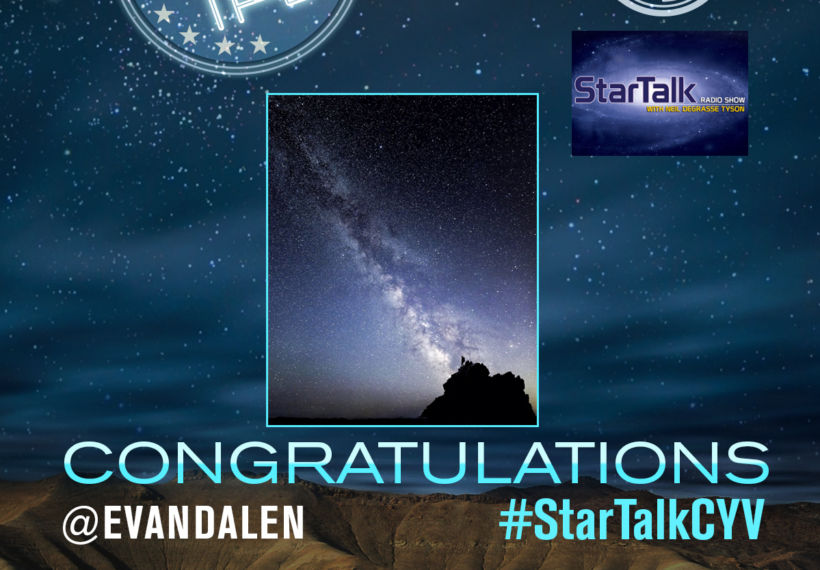 Graphic showing winning photograph for Week 4 in the Change Your View with Celestron and StarTalk Radio contest.