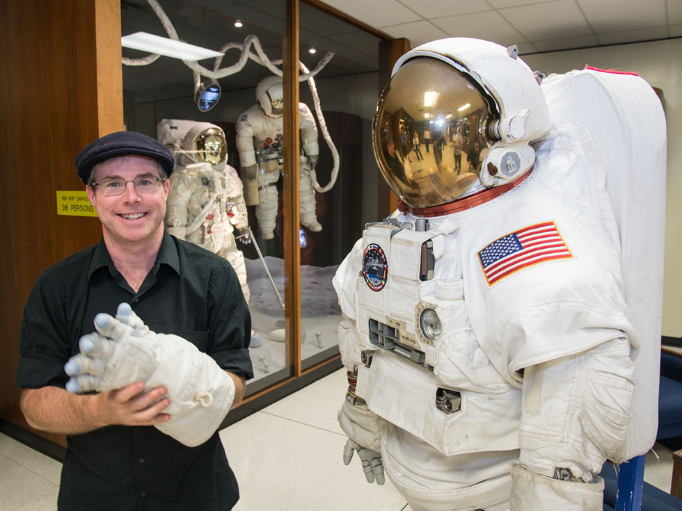 Photo of "The Martian" author Andy Weir when he visited JSC in 2015. Credit: NASA/James Blair and Lauren Harnett.