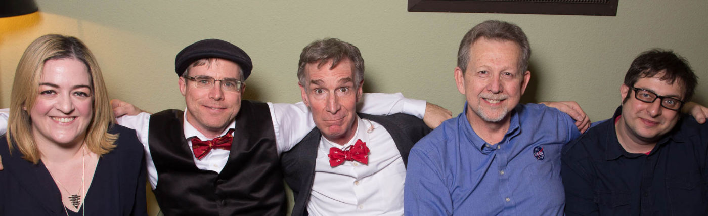 Getting Ready for Mars! From left: Maeve Higgins, Andy Weir, Bill Nye, Jim Green, Eugene Mirman. Credit: Dan Dion.