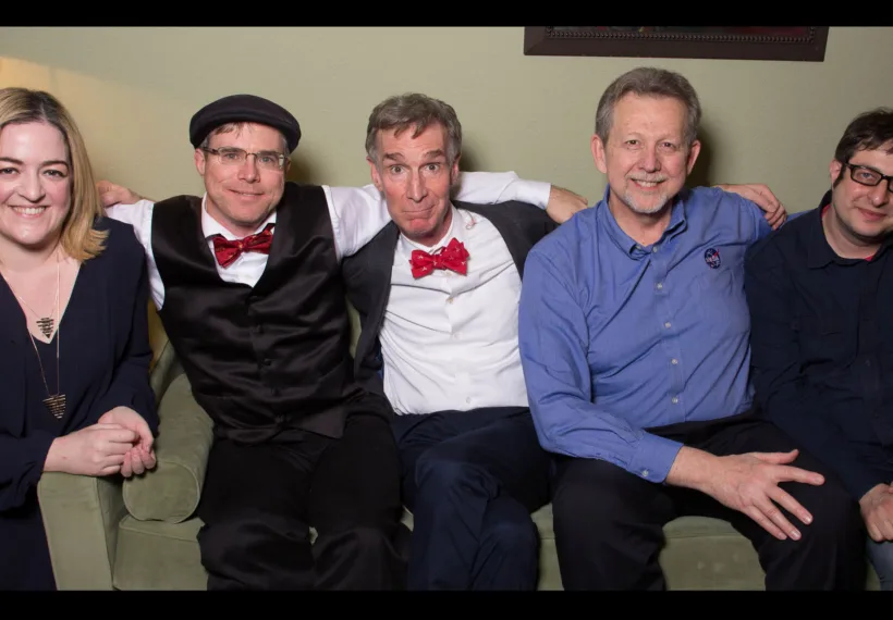 Getting Ready for Mars! From left: Maeve Higgins, Andy Weir, Bill Nye, Jim Green, Eugene Mirman. Credit: Dan Dion.