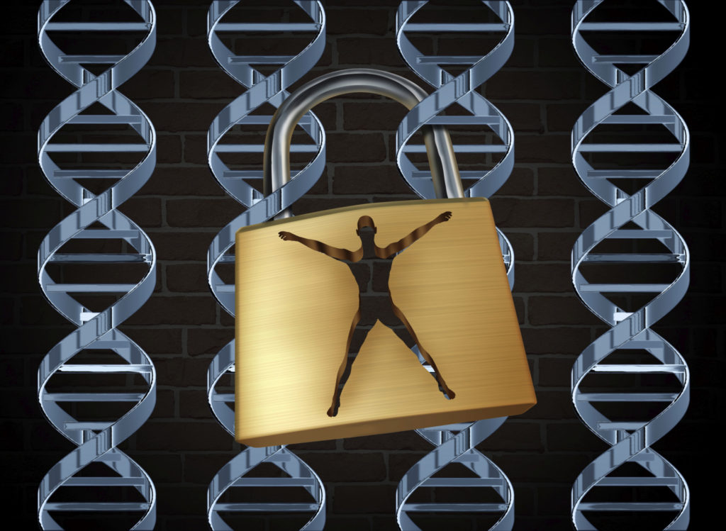 Image of dna and a lock for a blog post about the StarTalk Radio episode, "The Promise and Peril of the Genomic Revolution." Credit: wildpixel/iStock.