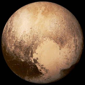 Photo showing Pluto's heart, in natural color, by NASA/Johns Hopkins University Applied Physics Laboratory/Southwest Research Institute.