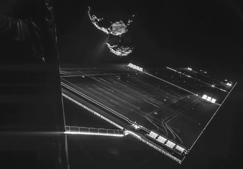 Selfie taken by Rosetta and Philae showing Comet 67P. Credit: ESA/Rosetta/Philae/CIVA.