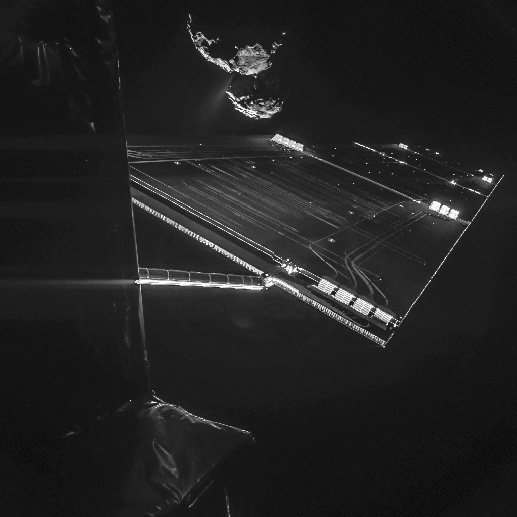 Selfie taken by Rosetta and Philae showing Comet 67P. Credit: ESA/Rosetta/Philae/CIVA.