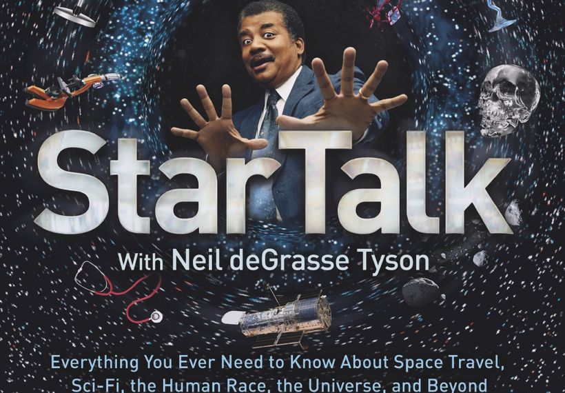 Cover art of the StarTalk book, featuring Neil deGrasse Tyson, written by Charles Liu and edited by Jeffrey Lee Simons, published by National Geographic.