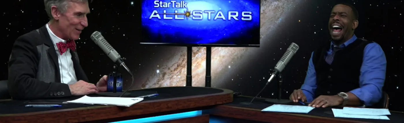 Photo of Bill Nye and Chuck Nice in the StarTalk All-Stars studio.