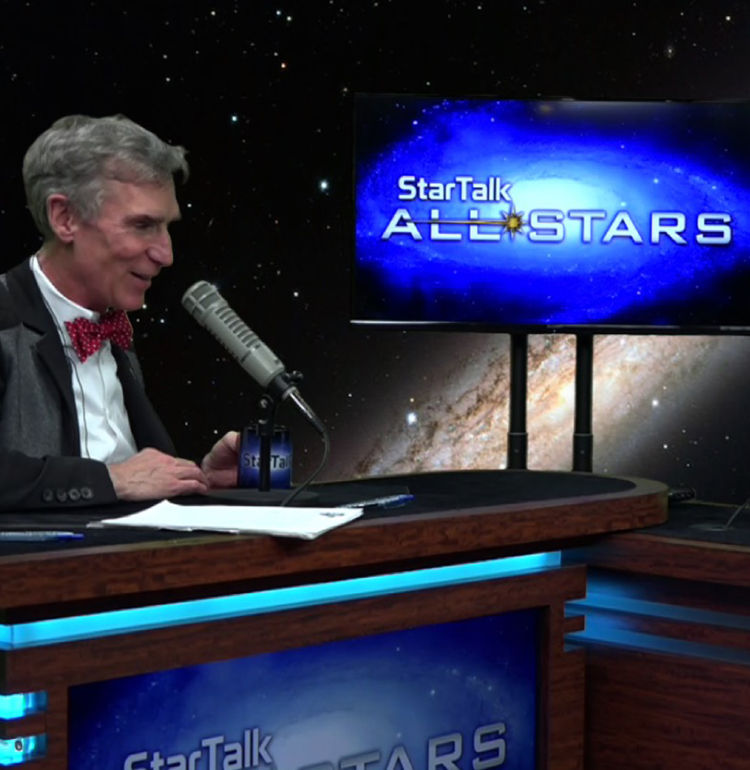 Photo of Bill Nye and Chuck Nice in the StarTalk All-Stars studio.