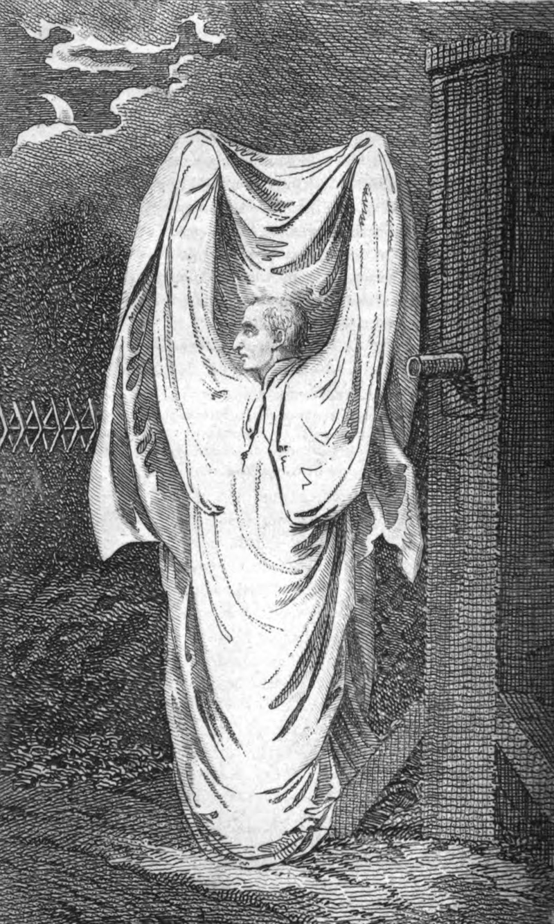 1804 illustration of a ghost in a magazine, courtesy of Wikipedia.