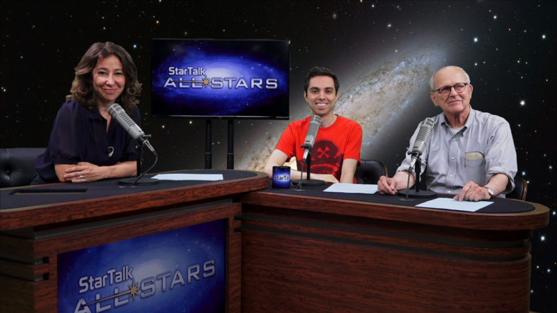 Janna Levin, co-host Matt Kirshen and LIGO co-founder Ranier Weiss recording the episode “Deciphering Gravitational Waves.” Credit: Ben Ratner.