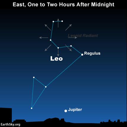 EarthSky.org's starmap of the constellation Leo.