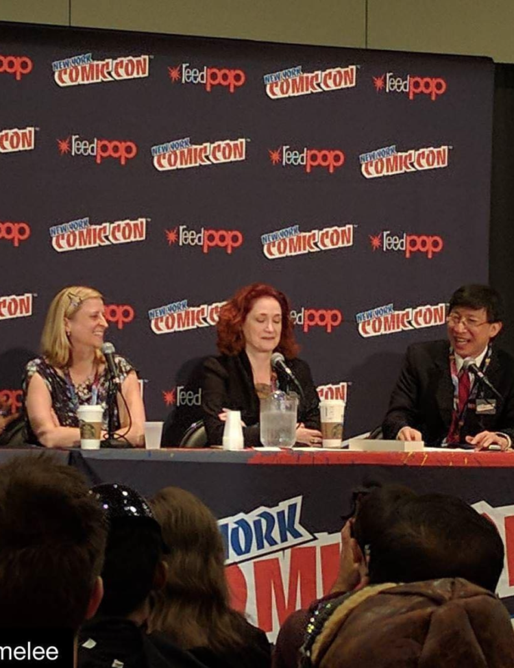 Photo of the StarTalk All-Stars panel at NY Comic Con 2016, showing Chuck Nice, Emily Rice, PJ Manney and Charles Liu, taken by Voicemelee on Instagram.