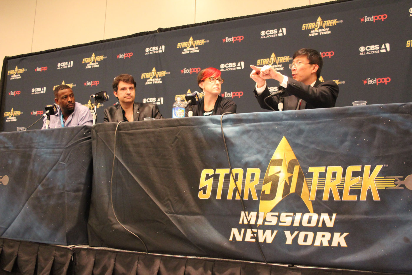 The StarTalk All-Stars panel at Star Trek Mission NY 50th Anniversary Convention. Credit: Ben Ratner.