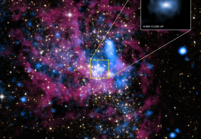 X-Ray and Infrared Images showing Sagittarius A*, the black hole at the center of the Milky Way galaxy.