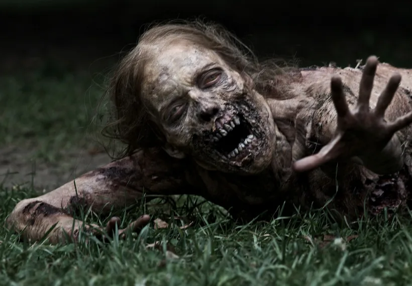 Photo of Hannah, aka “Bicycle Girl Zombie” – the first walker encountered by Rick Grimes in Episode 1, Season 1 of “The Walking Dead.” Credit: AMC.