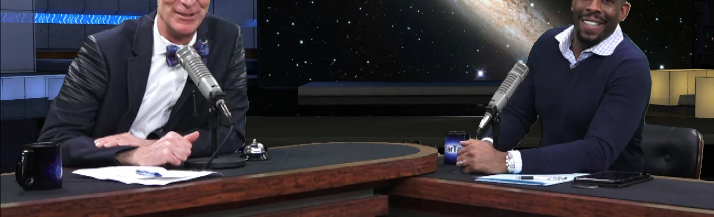 StarTalk All-Stars host Bill Nye and co-host Chuck Nice in studio.