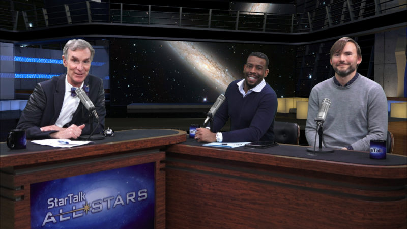 Photo of Bill Nye, Chuck Nice and Radley Horton in the StarTalk All-Stars Studio, by Ben Ratner.